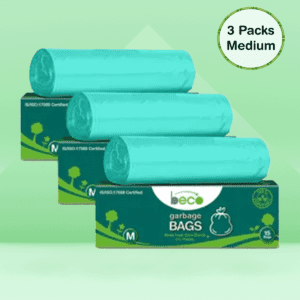 Beco Compostable Garbage Bags – Pack of 3 – Medium 19 x 21 (15 pieces/roll)