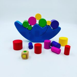 Colorful Moon Shaped Blocks Baby Wooden Balancing Game Toy