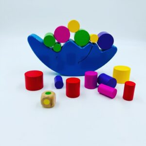 Colorful Moon Shaped Blocks Baby Wooden Balancing Game Toy