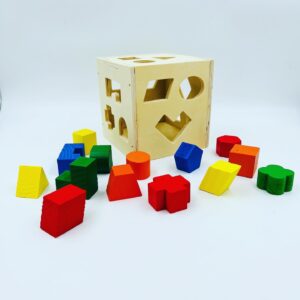Wooden Shape Sorting Cube | Channapatna | (15 colorful pieces)