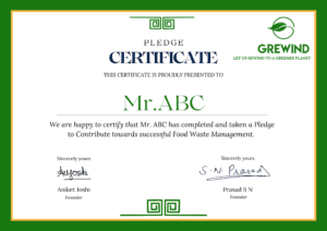Food waste Pledge Certificate
