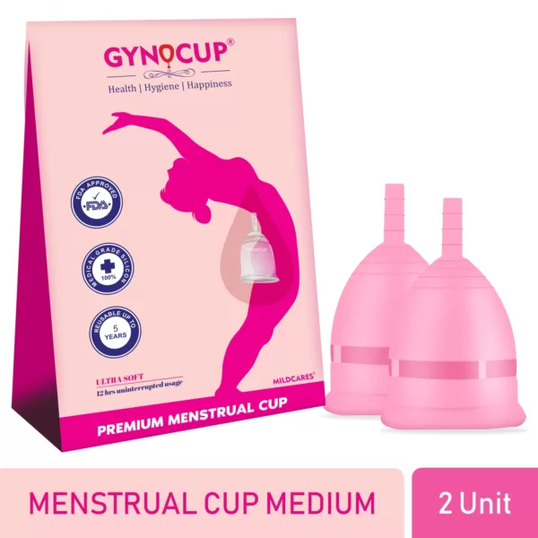 GynoCup Reusable Menstrual Cup for Women Safe, Easy-to-Use & Comfortable (Pack of 2 ) (Medium)