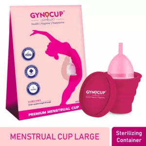 GynoCup Combo Menstrual Cup & Sterilizer Container For Women Safe, Easy-To-Use & Comfortable (Pink) (Large)