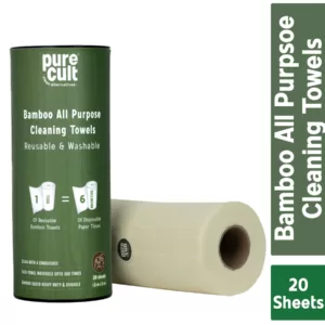 PureCult Reusable & Washable Bamboo All Purpose Cleaning Towel Roll (20 Sheets)