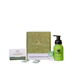 Eco-Friendly Non-Toxic Foaming Handwash Starter Single Kit – One 250 ml Reusable Bottle with 3 Concentrated Handwash Tablets – Gingerbread, Bergawood and Tranquil